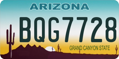 AZ license plate BQG7728