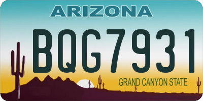 AZ license plate BQG7931