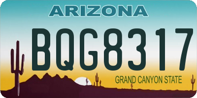 AZ license plate BQG8317