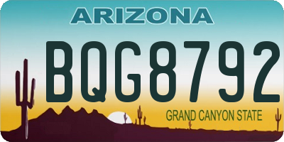 AZ license plate BQG8792