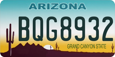 AZ license plate BQG8932