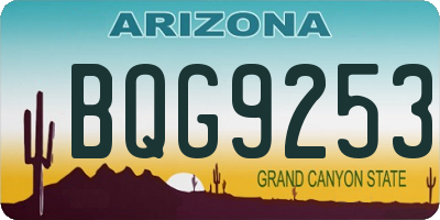 AZ license plate BQG9253