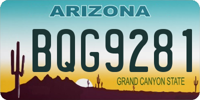 AZ license plate BQG9281
