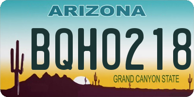 AZ license plate BQH0218