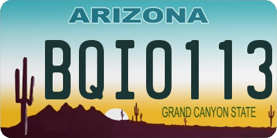 AZ license plate BQI0113