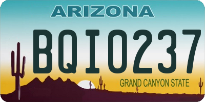 AZ license plate BQI0237