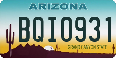 AZ license plate BQI0931