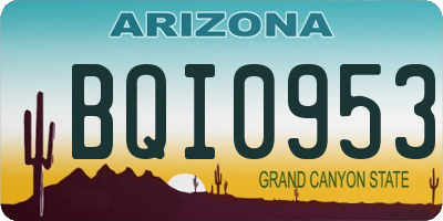 AZ license plate BQI0953
