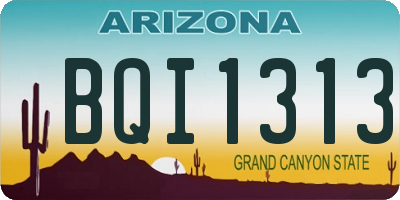 AZ license plate BQI1313