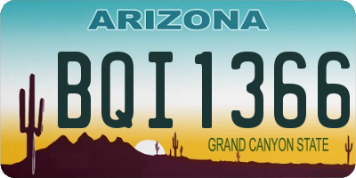 AZ license plate BQI1366