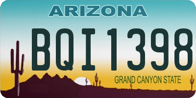 AZ license plate BQI1398