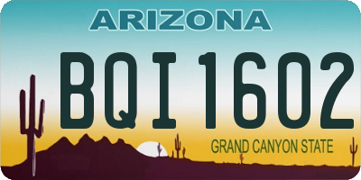 AZ license plate BQI1602