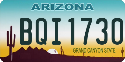 AZ license plate BQI1730