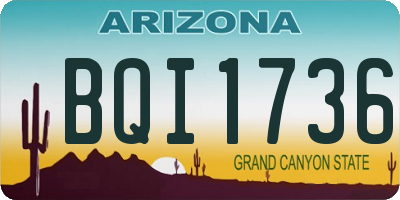 AZ license plate BQI1736