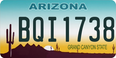 AZ license plate BQI1738