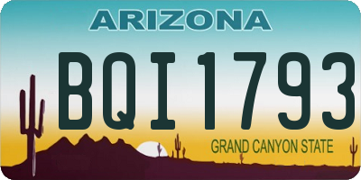 AZ license plate BQI1793