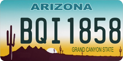 AZ license plate BQI1858