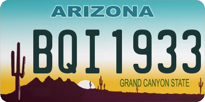 AZ license plate BQI1933