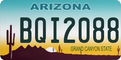 AZ license plate BQI2088