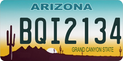 AZ license plate BQI2134