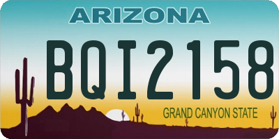 AZ license plate BQI2158
