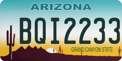 AZ license plate BQI2233