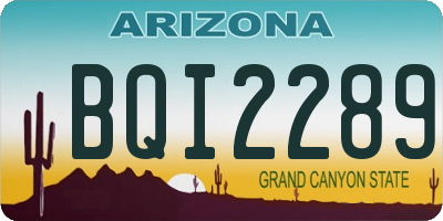 AZ license plate BQI2289