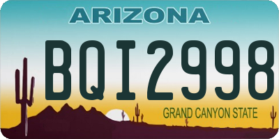 AZ license plate BQI2998