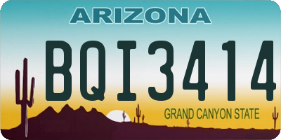 AZ license plate BQI3414