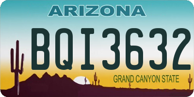 AZ license plate BQI3632