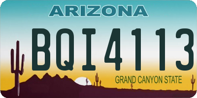 AZ license plate BQI4113