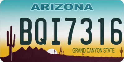 AZ license plate BQI7316