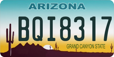 AZ license plate BQI8317