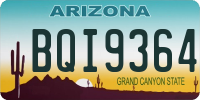 AZ license plate BQI9364