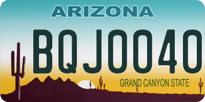 AZ license plate BQJ0040
