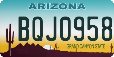 AZ license plate BQJ0958