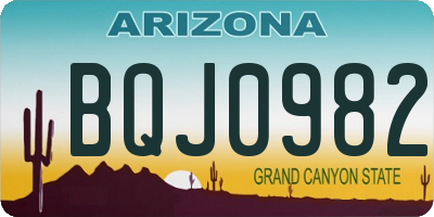 AZ license plate BQJ0982