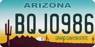 AZ license plate BQJ0986