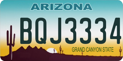 AZ license plate BQJ3334