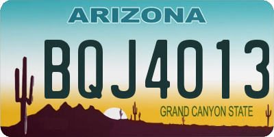 AZ license plate BQJ4013