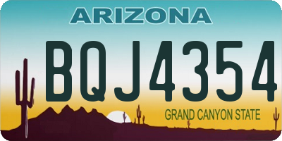 AZ license plate BQJ4354