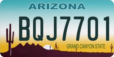 AZ license plate BQJ7701