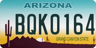 AZ license plate BQK0164