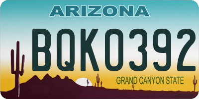 AZ license plate BQK0392