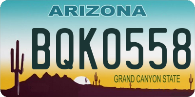 AZ license plate BQK0558