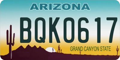 AZ license plate BQK0617