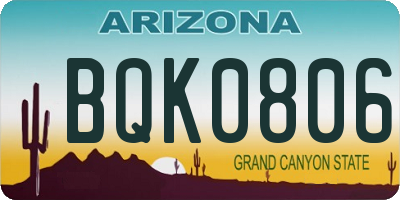 AZ license plate BQK0806