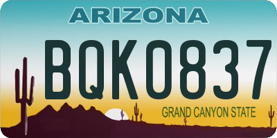 AZ license plate BQK0837