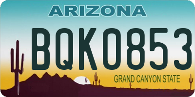 AZ license plate BQK0853