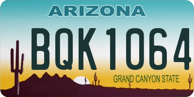 AZ license plate BQK1064